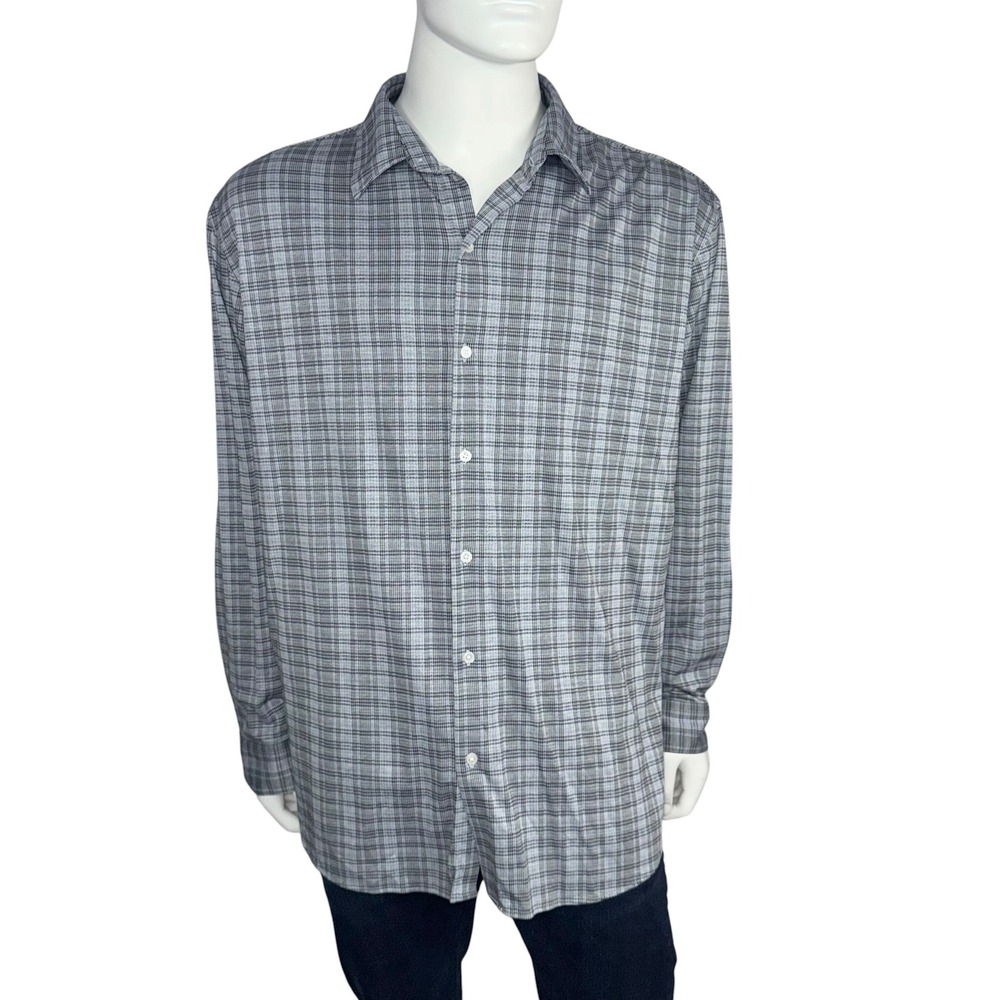 Fairlane Mens XXL Regular Supima Cotton Plaid Knit Shirt Light Blue MGK10458-RG
